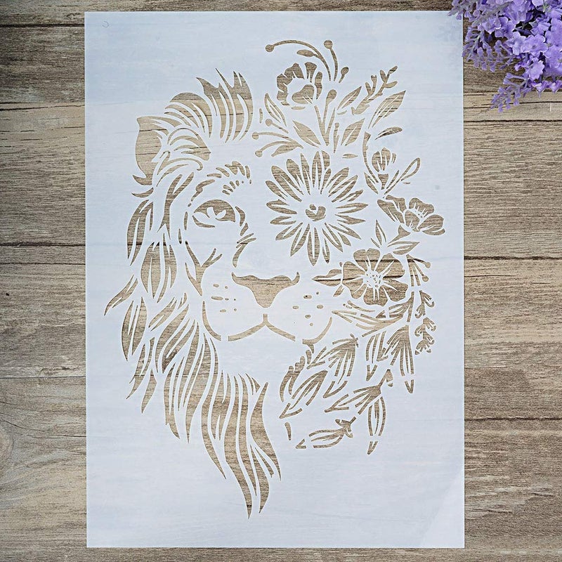 DIY Decorative Lion Stencil Template for Painting on Walls Furniture Crafts (A4 Size)